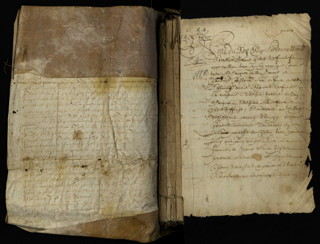 Terrier d'Imphy, établi par Petit, notaire royal, pour Antoine de La Grange, chevalier des ordres, seigneur d'Arquian et de Montigny, baron de Prye et d'Imphy, et Anne d'Ancienville, son épouse.