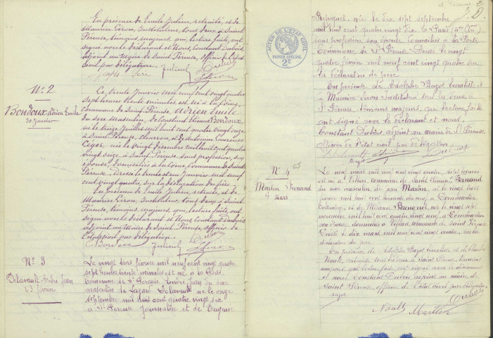 Saint-Péreuse : actes d'état civil.