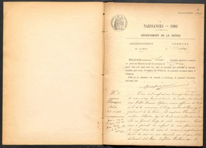 Oisy : actes d'état civil.