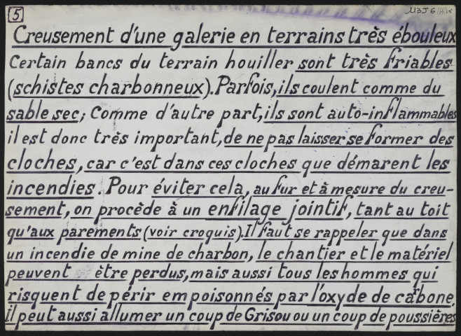 Creusement costière, en terrains friables + enfilage jointif.