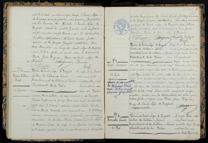 Saint-Léger-de-Fougeret : actes d'état civil.