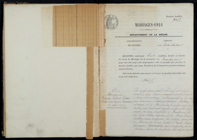 Montapas : actes d'état civil.