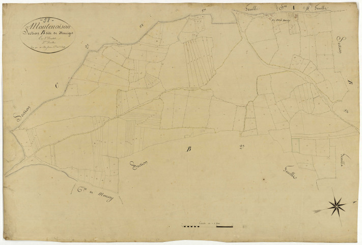 Montenoison, cadastre ancien : plan parcellaire de la section B dite de Marciges, feuille 3