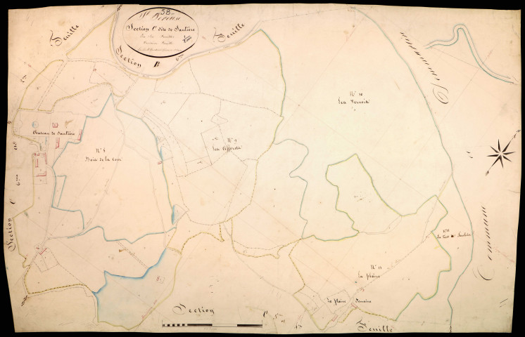 Saint-Péreuse, cadastre ancien : plan parcellaire de la section C dite de Saulières, feuille 3