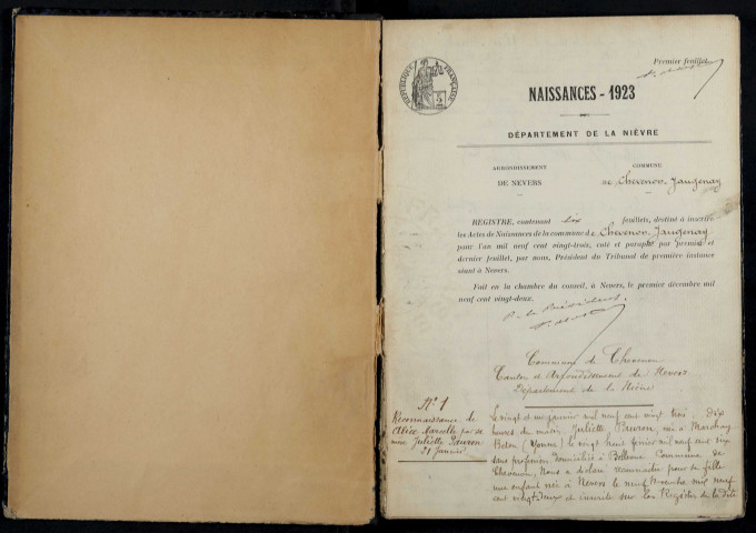Chevenon : actes d'état civil.