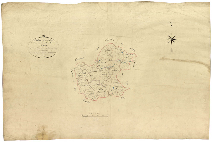 Fléty, cadastre ancien : tableau d'assemblage