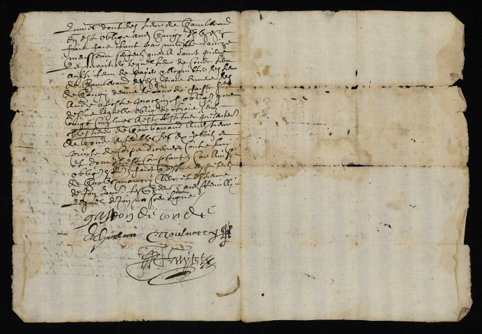 Biens et droits. - Contentieux de Condé contre de Chamberand, restitution d'obligation venue de Georges de Changy à Savigny-sur-Canne (commune de Saint-Gratien-Savigny) : accord.