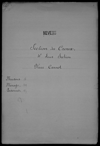 Nevers, Section du Croux, 4e sous-section : recensement de 1901