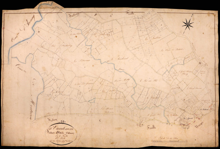 Vandenesse, cadastre ancien : plan parcellaire de la section D dite d'Aron, feuille 3