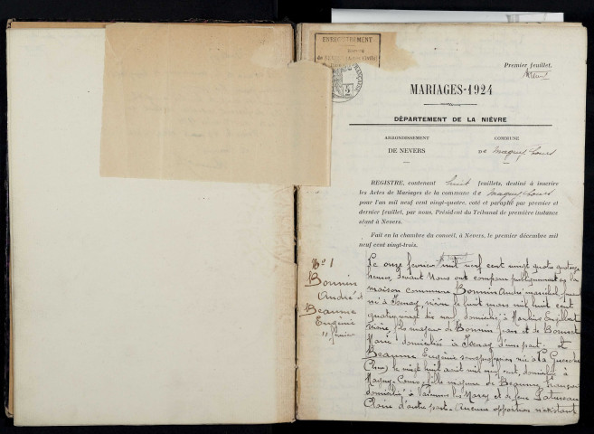 Magny-Cours : actes d'état civil.