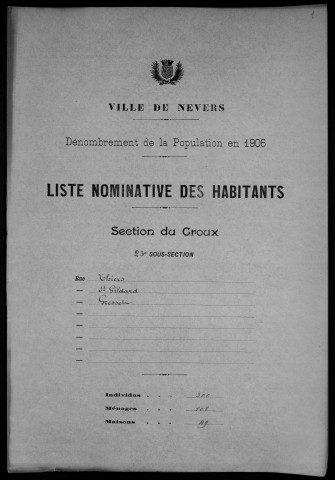Nevers, Section du Croux, 23e sous-section : recensement de 1906