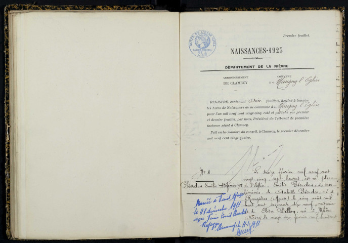 Marigny-l'Église : actes d'état civil.