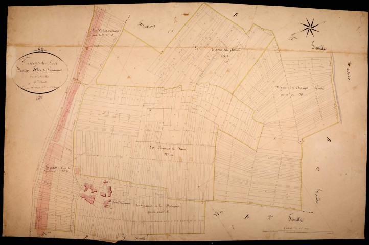 Tracy-sur-Loire, cadastre ancien : plan parcellaire de la section B dite des Girarmes, feuille 4