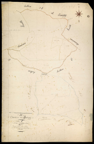 Montigny-aux-Amognes, cadastre ancien : plan parcellaire de la section D dite du Bourg, feuille 2