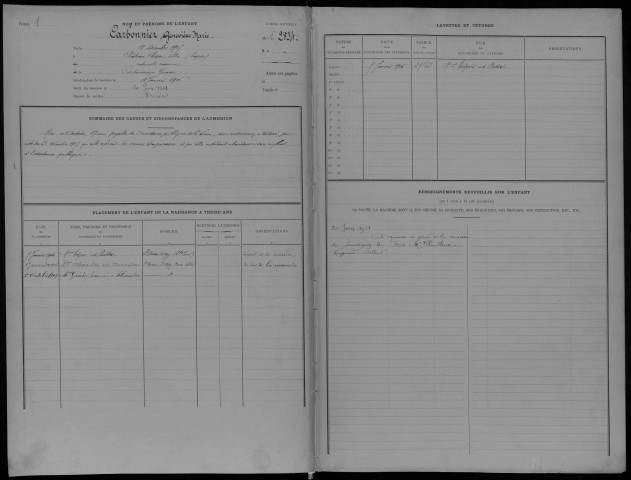 Enfants abandonnés, admission de 1905 à 1907 : registre matricule des n° 2834 à 3043.
