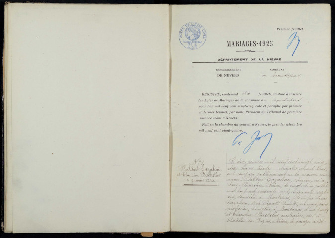 Montapas : actes d'état civil.