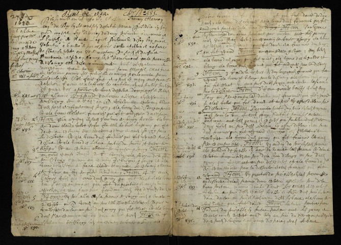 Fief de Druy : extraits du terrier et de lièves terrier.