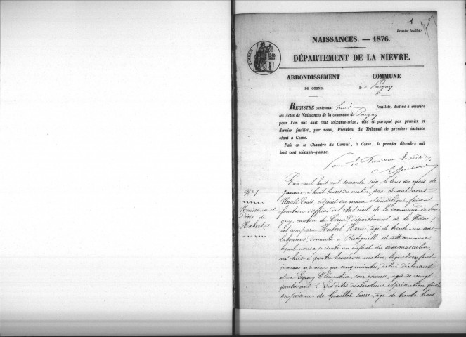 Pougny : actes d'état civil.