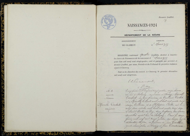 Amazy : actes d'état civil.