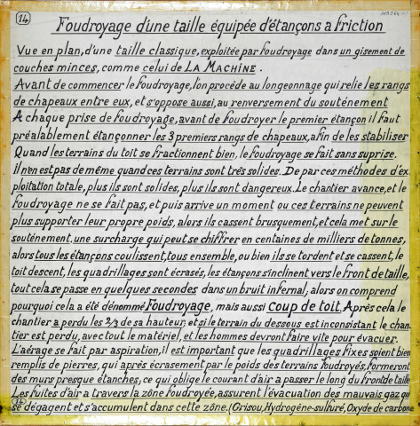 Vue plan taille classique, étançons à friction.