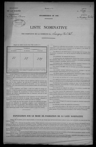 Savigny-Poil-Fol : recensement de 1926