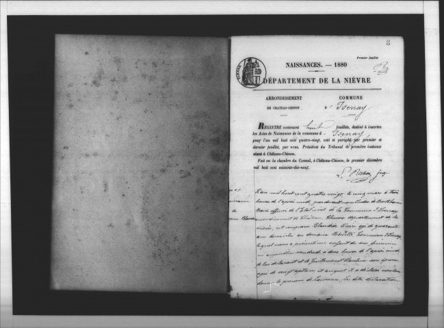 Isenay : actes d'état civil.