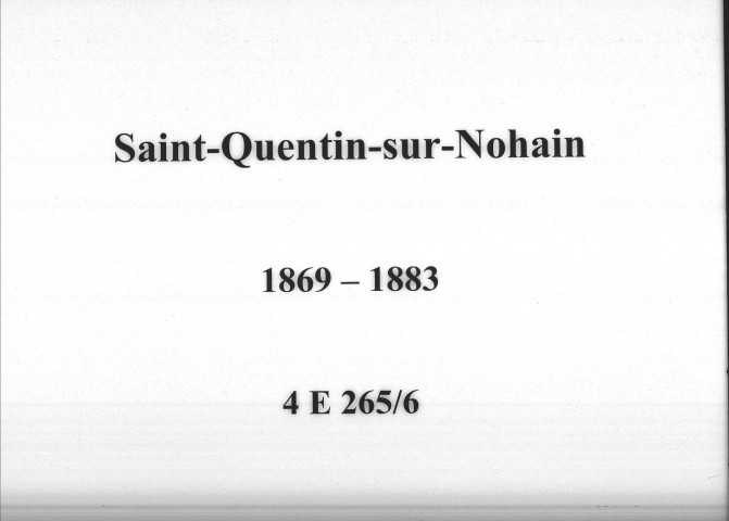 Saint-Quentin-sur-Nohain : actes d'état civil.
