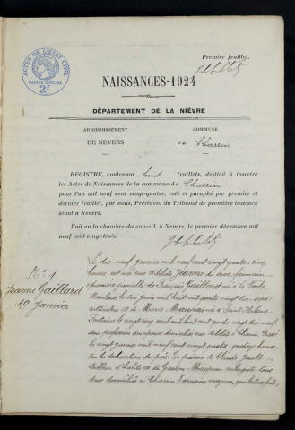 Charrin : actes d'état civil.