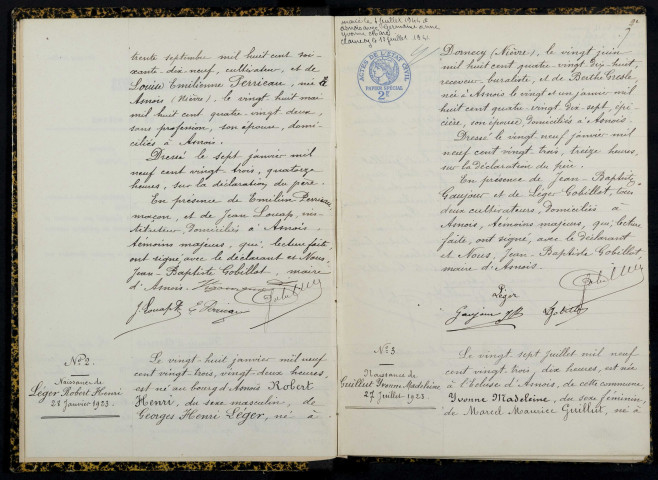 Asnois : actes d'état civil.