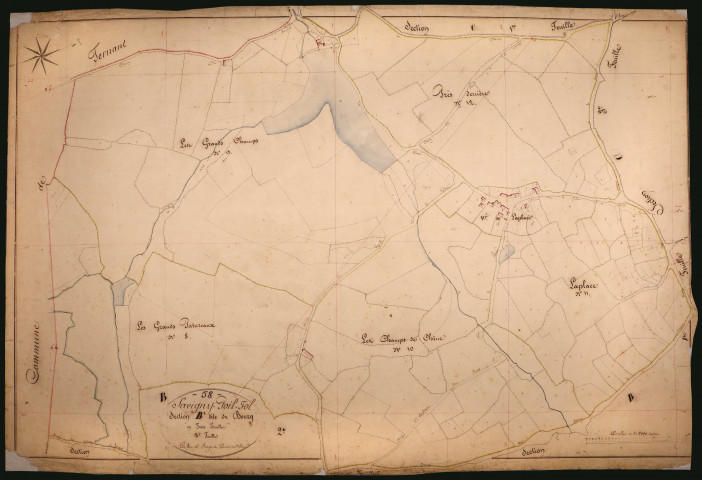 Savigny-Poil-Fol, cadastre ancien : plan parcellaire de la section B dite du Bourg, feuille 3