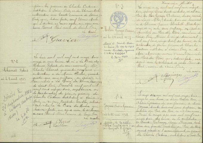 Saint-Ouen-sur-Loire : actes d'état civil.