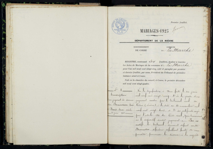 La Marche : actes d'état civil.