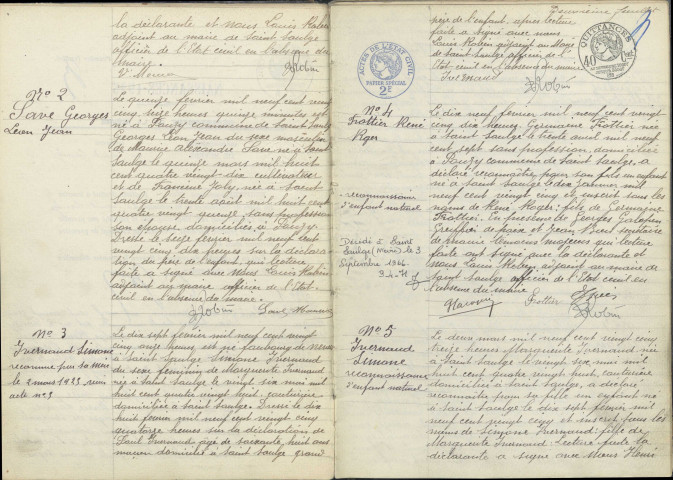 Saint-Saulge : actes d'état civil (naissances).