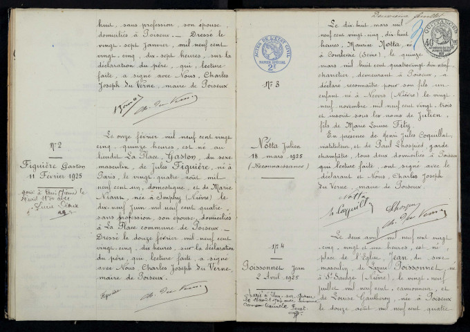 Poiseux : actes d'état civil.