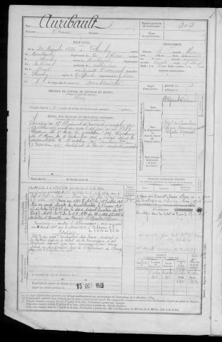 Bureau de Nevers, classe 1904 : fiches matricules n° 301 à 738