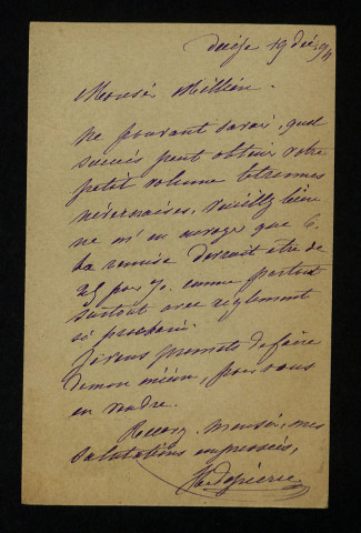 DEPIERRE (Henriette), libraire à Decize : 1 lettre.