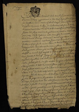 Baronnie d'Alligny-en-Morvan : minute du terrier pour Louis Marie Gabriel César de Choiseul.