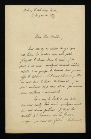 DUVAUT (Albert), poète à Autun (Saône-et-Loire) : 2 lettres, manuscrits.