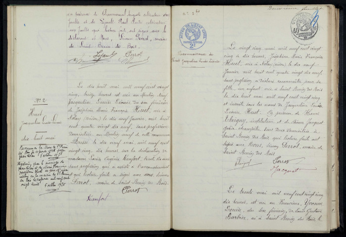 Saint-Benin-des-Bois : actes d'état civil.