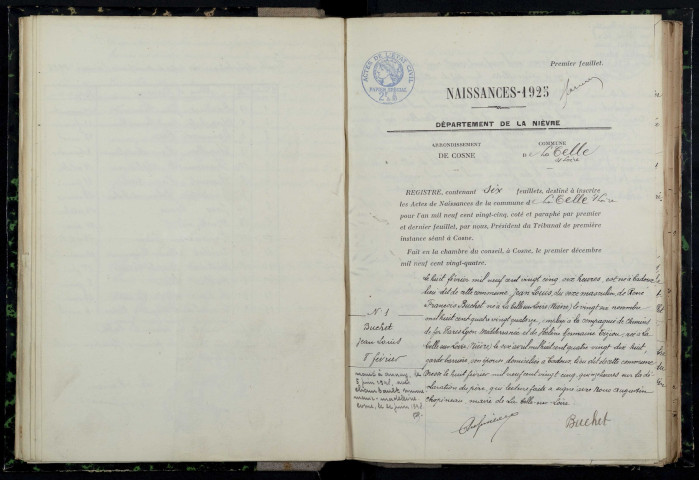 La Celle-sur-Loire : actes d'état civil.