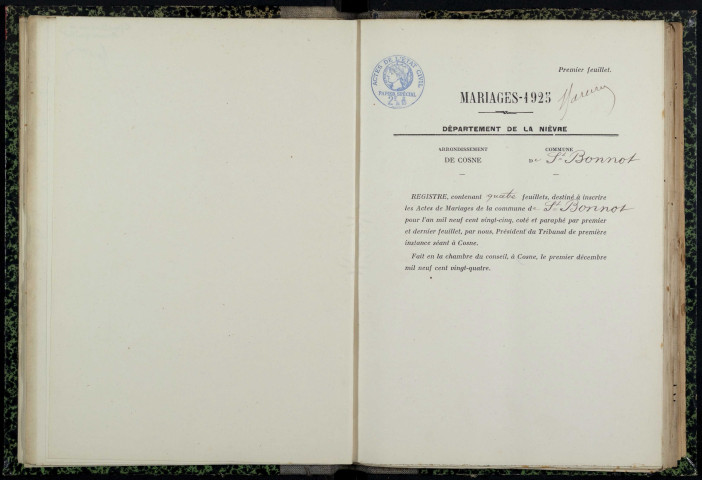 Saint-Bonnot : actes d'état civil.