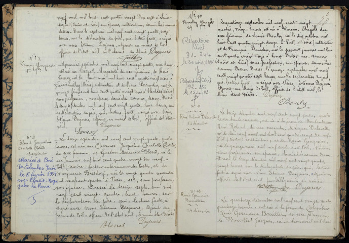 Poil : actes d'état civil.