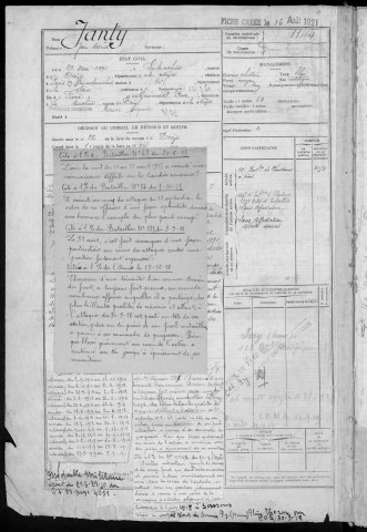Bureau de Nevers, classe 1914 : fiches matricules n° 1143 à 1500