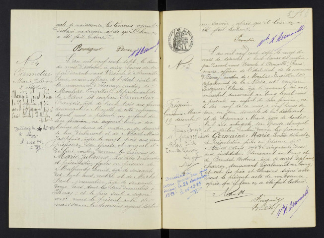 Isenay : actes d'état civil.