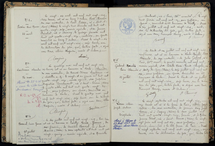 Achun : actes d'état civil.