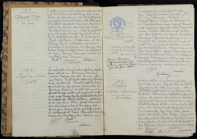 Montigny-sur-Canne : actes d'état civil.