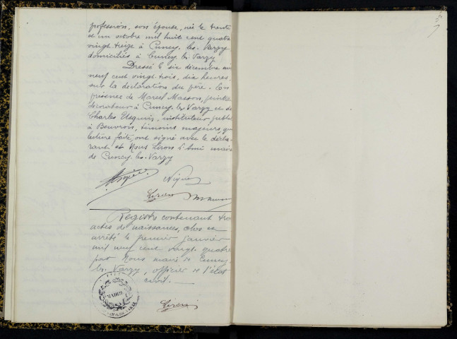 Cuncy-lès-Varzy : actes d'état civil.