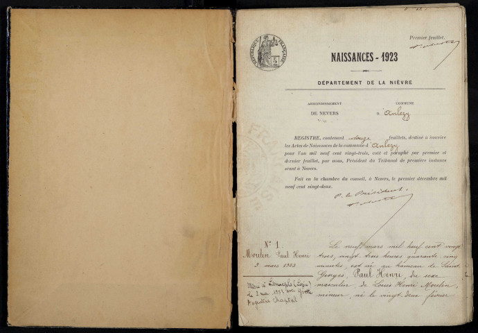 Anlezy : actes d'état civil.