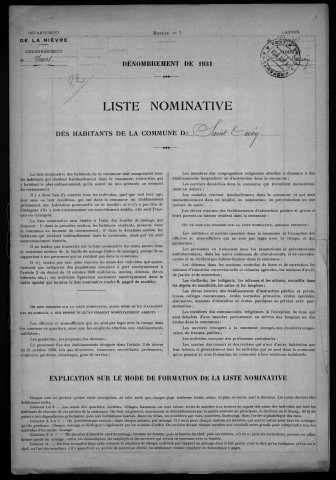 Saint-Ouen-sur-Loire : recensement de 1931