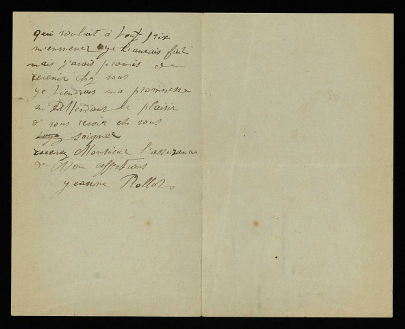 ROLLOT (Jeanne), à La Machine (Nièvre) : 1 lettre.